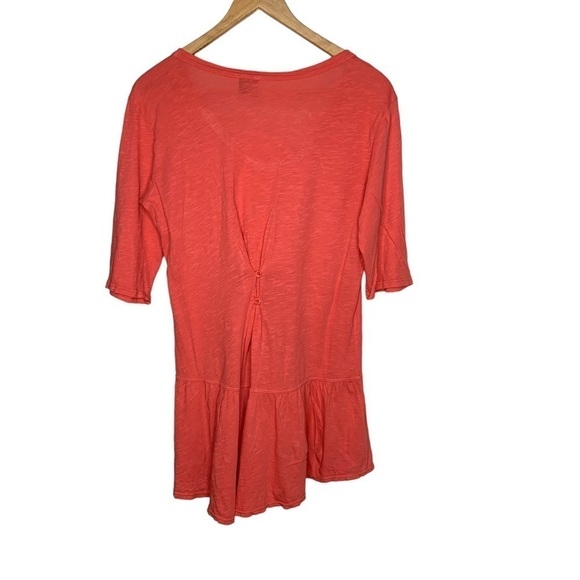 Anthropologie Left of Center Womens Size M Short Sleeve Coral Pink Peplum Hem - Picture 5 of 5